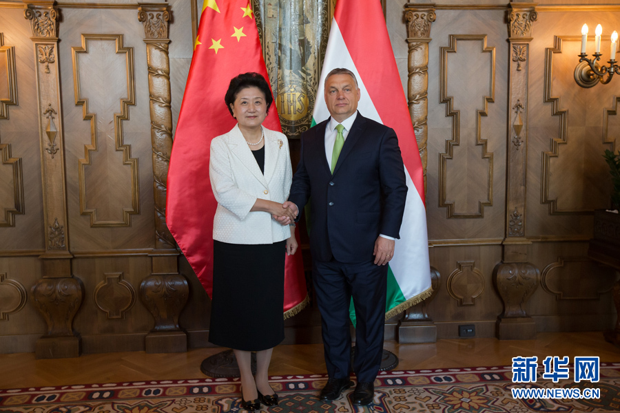  6月21日，國務(wù)院副總理劉延?xùn)|（左）在匈牙利布達(dá)佩斯國會大廈會見匈牙利總理歐爾班。 新華社發(fā)（弗爾季&middot;奧蒂洛攝）