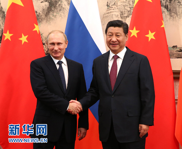 11月9日，國家主席習(xí)近平在北京釣魚臺(tái)國賓館會(huì)見俄羅斯總統(tǒng)普京。新華社記者 蘭紅光 攝