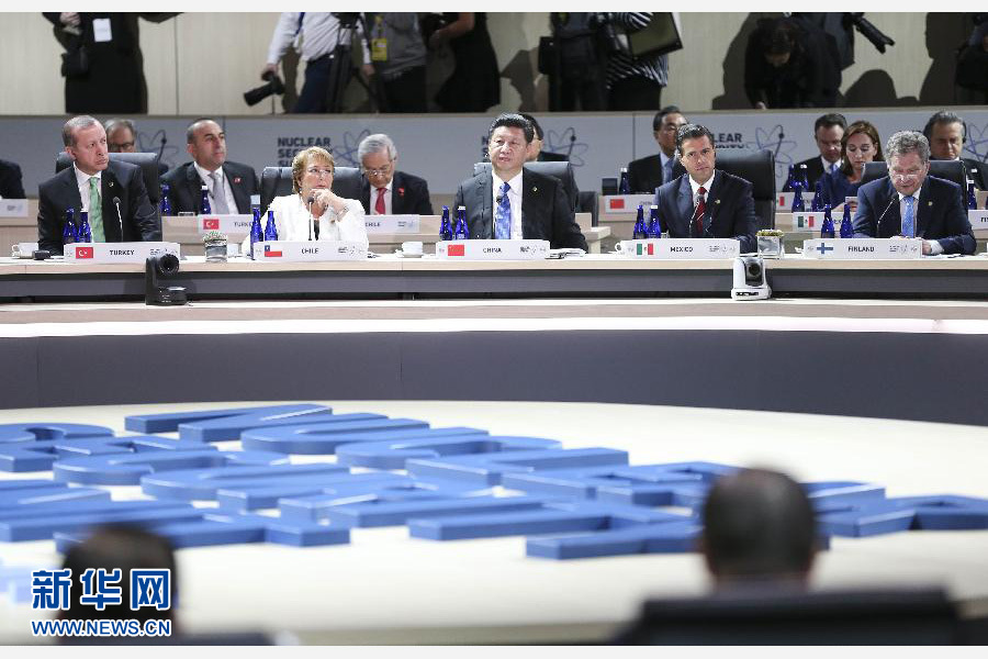 4月1日，第四屆核安全峰會在美國首都華盛頓舉行。國家主席習近平出席并發表題為《加強國際核安全體系，推進全球核安全治理》的重要講話。新華社記者蘭紅光攝