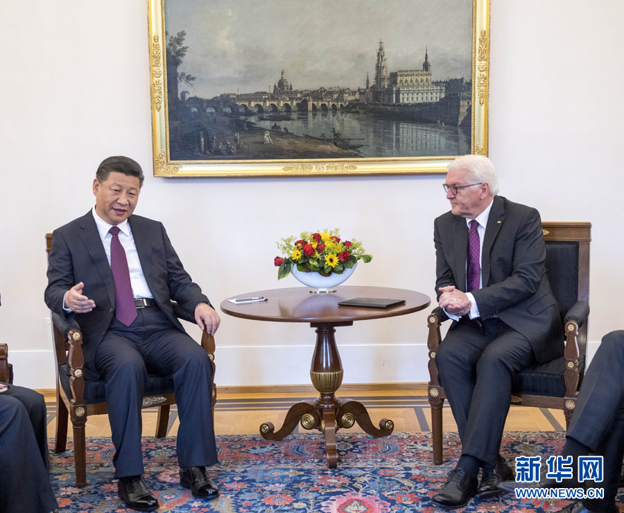 7月5日，國家主席習(xí)近平在柏林會(huì)見德國總統(tǒng)施泰因邁爾。 新華社記者李學(xué)仁 攝